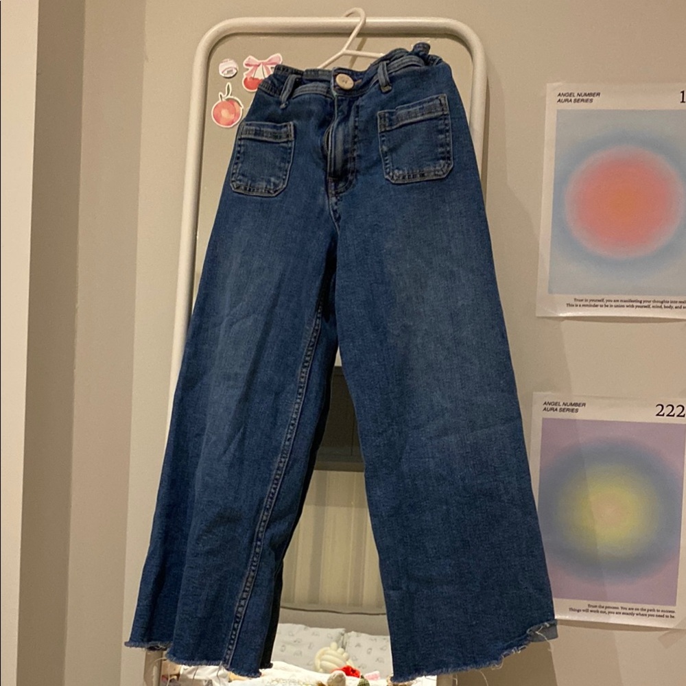 Wide-Leg Blue Jeans